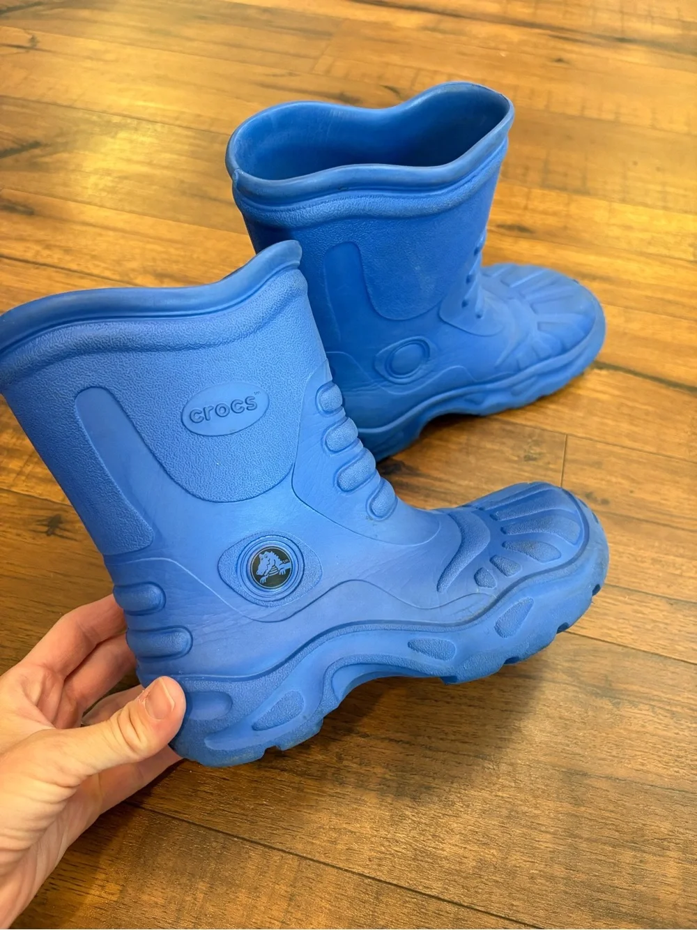 Crocs Georgie Rain Boots Youth Slip On Waterproof Outdoor Blue M2 W4